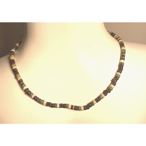 3 beaded necklaces young adult surfer beach arrowhead black metal blue brown - Picture 7 of 9